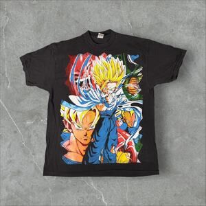 Vintage Dragon Ball Z Goku Vegeta AOP Anime Sz XL Single Stitch Reprint T-Shirt